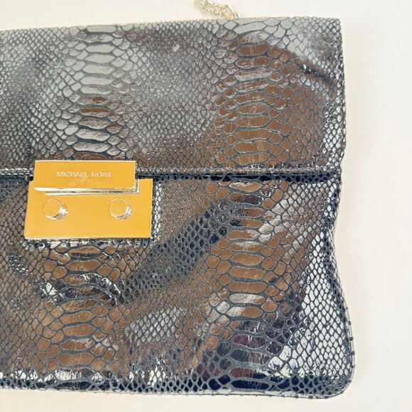 Michael Kors Vintage Sloan Python Black Clutch - Picture 3 of 7